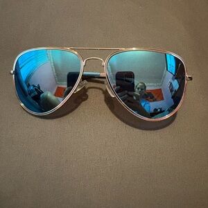 Aviator Sunglasses with Blue Lenses